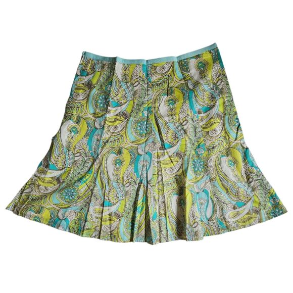 GAP Blue Green Paisley A line Boho Midi Skirt 10 REG - Picture 2 of 9